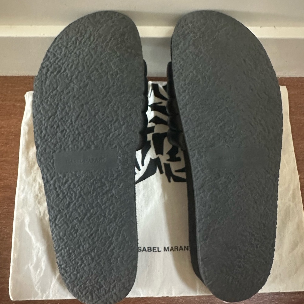 Isabel Marant Quilted Hellea Black Leather Slides - Picture 6 of 9
